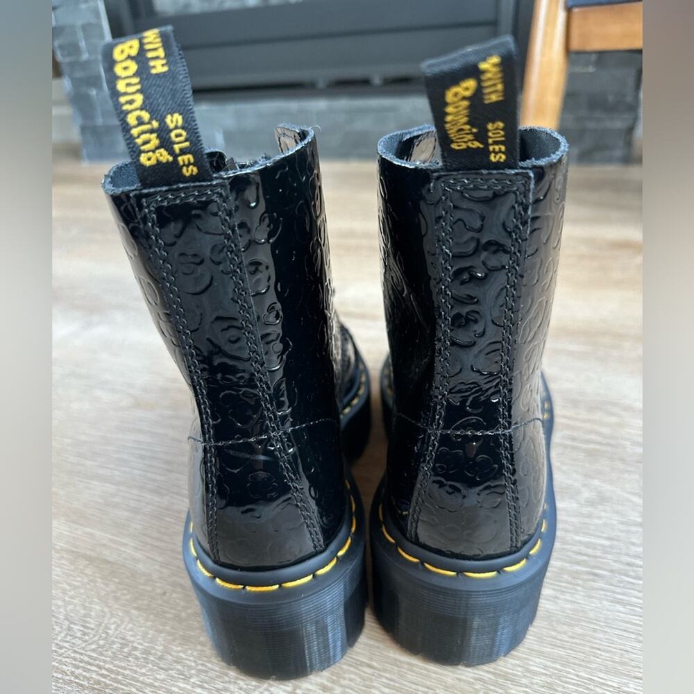 Dr. Martens Glossy Black Embossed Ankle Boots - Picture 12 of 14